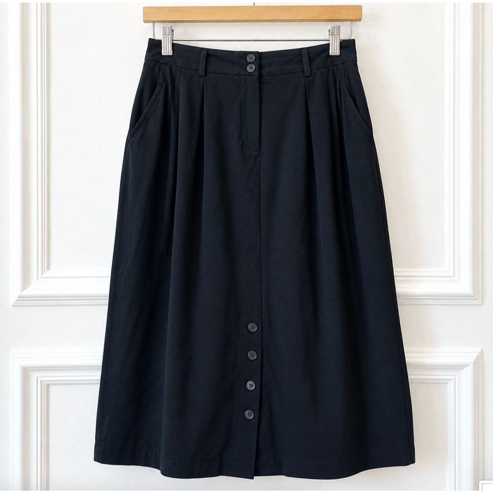 Jones New York Women’s 12 Black Pleated Midi Skirt High Waist Classic Career